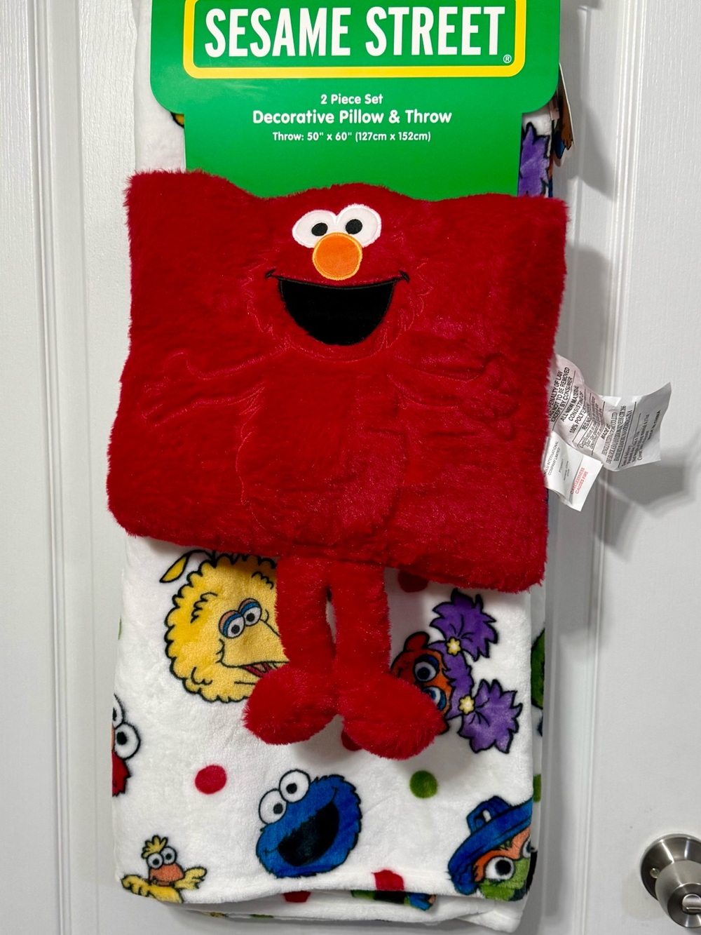 Sesame Street Elmo Red Plush Pillow and Character Throw Set